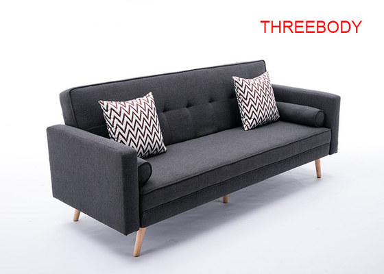 Steady Contemporary Bedroom Furniture Two Seater Fabric Sofa In Black Grey Color