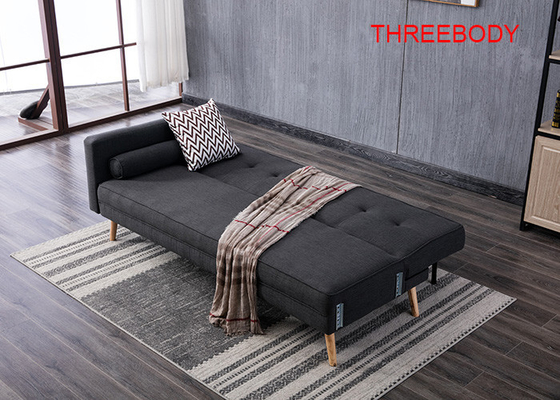 Steady Contemporary Bedroom Furniture Two Seater Fabric Sofa In Black Grey Color