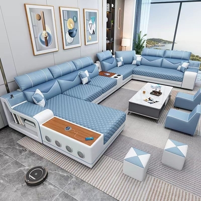 En's Fun Nordic Modern Simple U-Shaped Fabric Sofa Combination For large apartment Living Room