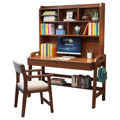 Shengwei Furniture Solid Wood Bookshelf Integrated Computer Desk Table
