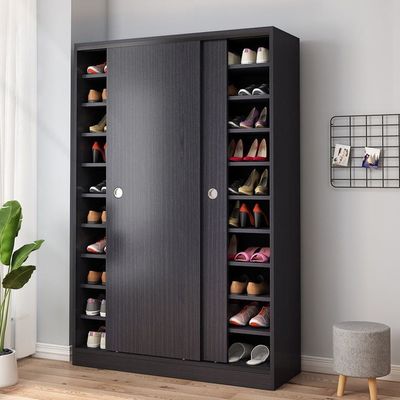 ساده مدرن چند لایه ظرفیت بزرگ در خانه درب چوبی درب کشویی ورودی قفسه ذخیره سازی کابینت کفش